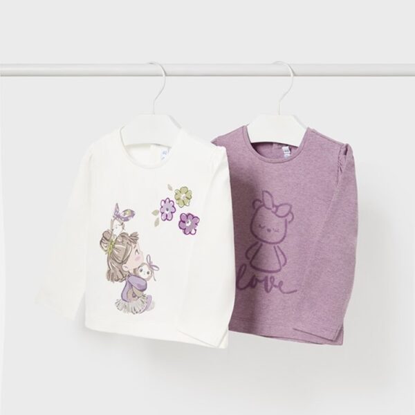 Μπλούζα 14-02052-090 Λευκό-Μώβ Mayoral (Σετ 2 τεμαχίων)