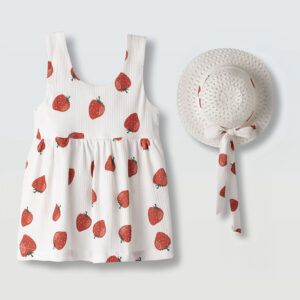 Φόρεμα 266508 Λευκό-Φράουλα Εβίτα