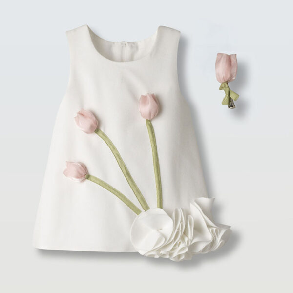 Φόρεμα 266522 Λευκό-Τουλίπες Εβίτα